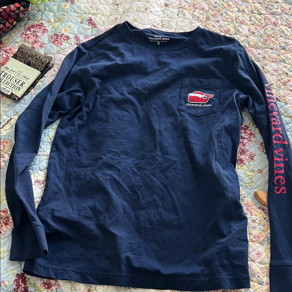 Vineyard Vines Blue Long Sleeve with Pink Accents